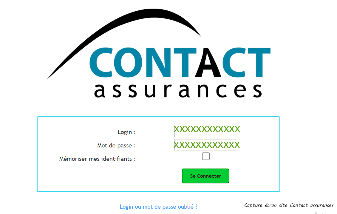 Connexion espace client Contact assurances